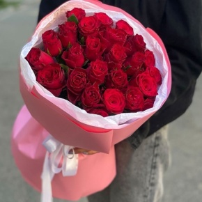 Букет "Эсса" 25 красных роз Кения (60 см) в Краснознаменске