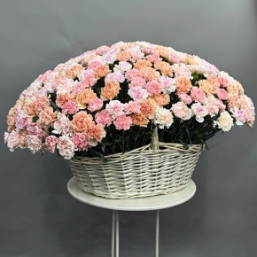 Композиция в корзине из 251 диантуса микс в Краснознаменске