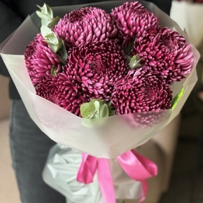 Букет "Виноградный" из 7 хризантем Бигоуди в Краснознаменске