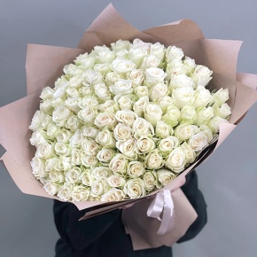 Букет 101 белая роза кения (50 см) в Краснознаменске