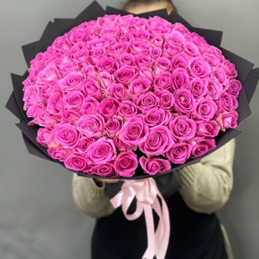 Букет 101 розовой розы Кения (40 см) в Краснознаменске