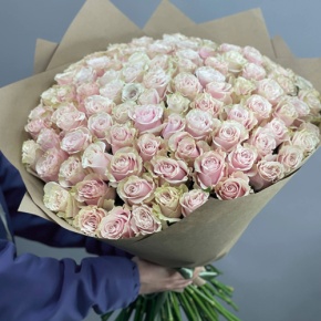 Букет из 101 розы Пинк Мондиаль Эквадор (60 см) в Краснознаменске