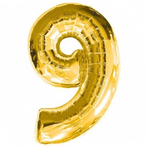 Шар гелиевый цифра 9 (40х102 см) в Краснознаменске