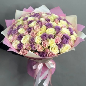 Букет из 101 розы пастельный микс (40 см) в Краснознаменске