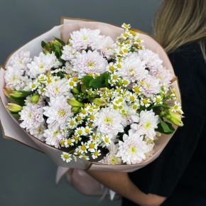 Букет "Сиэтл" из хризантем, альстромерий и ромашек в Краснознаменске