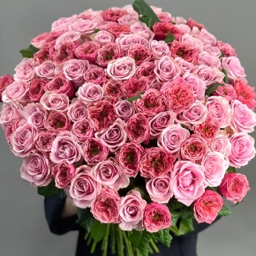 Нежный букет из 101 розы Риджентс парк и Аваланж микс  (70 см) в Краснознаменске