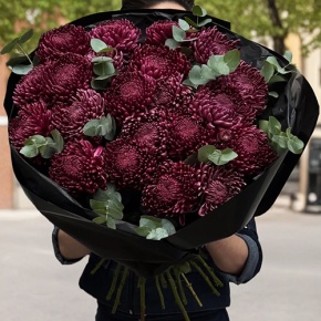 Букет из 21 винной хризантемы Бигоуди в Краснознаменске