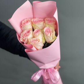 Букет 7 Кенийских розовых роз (40 см) в Краснознаменске