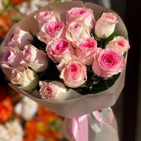 Букет из 15 розовых роз Кения (40 см) в Краснознаменске