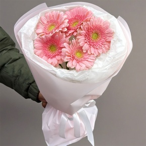 Букет из 5 розовых гербер мини в Краснознаменске