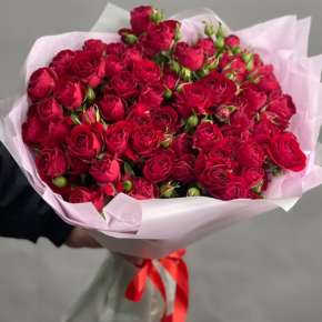 Букет из 17 красных кустовых пионовидных роз (50 см) в Краснознаменске