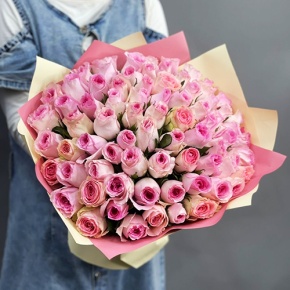 Букет из 75 розовых роз кения (40 см) в Краснознаменске