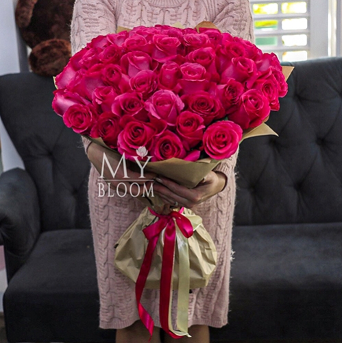 Букет 51 роза Эквадор Пинк Флоид (60 см) в Краснознаменске